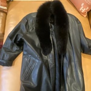 1980s Leather and Fur Coat